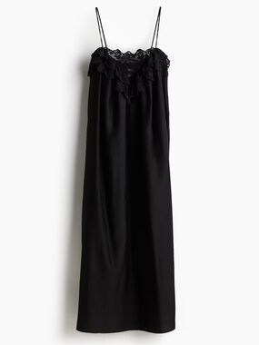 NEW H&M Lace Slip Dress Sz Large Black